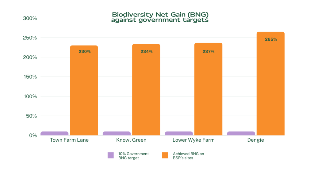 BNG achieved chart from BSR for sites in planning